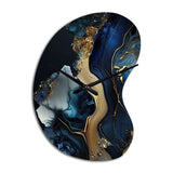Abstract Geode Gold And Blue Marble V - Asymmetric Metal Wall Clock