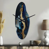 Abstract Geode Gold And Blue Marble V - Asymmetric Metal Wall Clock