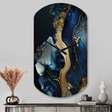 Abstract Geode Gold And Blue Marble V - Asymmetric Metal Wall Clock