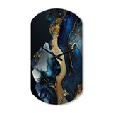 Abstract Geode Gold And Blue Marble V - Asymmetric Metal Wall Clock