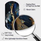 Abstract Geode Gold And Blue Marble V - Asymmetric Metal Wall Clock