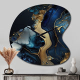 Abstract Geode Gold And Blue Marble V - Asymmetric Metal Wall Clock