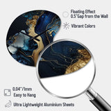 Abstract Geode Gold And Blue Marble V - Asymmetric Metal Wall Clock