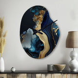 Abstract Geode Gold And Blue Marble V - Asymmetric Metal Wall Clock