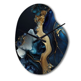 Abstract Geode Gold And Blue Marble V - Asymmetric Metal Wall Clock