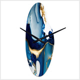 Abstract Marble Geode Blue I - Asymmetric Metal Wall Clock