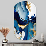 Abstract Marble Geode Blue I - Asymmetric Metal Wall Clock