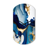 Abstract Marble Geode Blue I - Asymmetric Metal Wall Clock