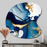 Abstract Marble Geode Blue I - Asymmetric Metal Wall Clock