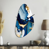 Abstract Marble Geode Blue I - Asymmetric Metal Wall Clock