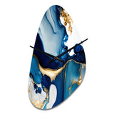 Abstract Marble Geode Blue I - Asymmetric Metal Wall Clock