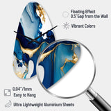 Abstract Marble Geode Blue I - Asymmetric Metal Wall Clock