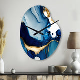 Abstract Marble Geode Blue I - Asymmetric Metal Wall Clock