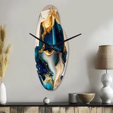 Abstract Marble Geode Blue Shape - Asymmetric Metal Wall Clock