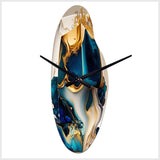 Abstract Marble Geode Blue Shape - Asymmetric Metal Wall Clock