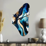 Abstract Marble Geode Blue II - Asymmetric Metal Wall Clock