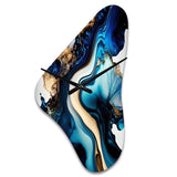 Abstract Marble Geode Blue II - Asymmetric Metal Wall Clock