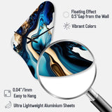 Abstract Marble Geode Blue II - Asymmetric Metal Wall Clock