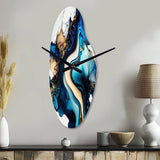 Abstract Marble Geode Blue II - Asymmetric Metal Wall Clock