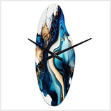 Abstract Marble Geode Blue II - Asymmetric Metal Wall Clock