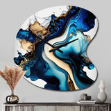 Abstract Marble Geode Blue II - Asymmetric Metal Wall Clock