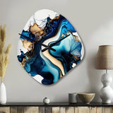 Abstract Marble Geode Blue II - Asymmetric Metal Wall Clock