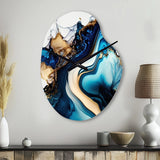 Abstract Marble Geode Blue II - Asymmetric Metal Wall Clock