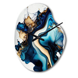 Abstract Marble Geode Blue II - Asymmetric Metal Wall Clock