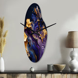 Abstract Marble Geode Purple I - Asymmetric Metal Wall Clock