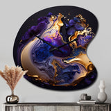 Abstract Marble Geode Purple II - Asymmetric Metal Wall Clock