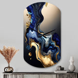 Abstract Marble Geode Blue II - Asymmetric Metal Wall Clock