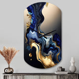 Abstract Marble Geode Blue I - Asymmetric Metal Wall Clock