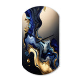 Abstract Marble Geode Blue II - Asymmetric Metal Wall Clock