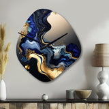Abstract Marble Geode Blue II - Asymmetric Metal Wall Clock