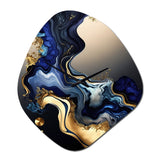 Abstract Marble Geode Blue II - Asymmetric Metal Wall Clock