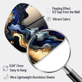 Abstract Marble Geode Blue II - Asymmetric Metal Wall Clock