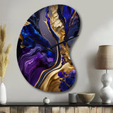 Abstract Marble Geode Purple And Blue - Asymmetric Metal Wall Clock