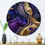 Abstract Marble Geode Purple And Blue - Abstract Metal Wall Clock