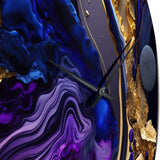 Abstract Marble Geode Purple And Blue - Abstract Metal Wall Clock