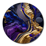 Abstract Marble Geode Purple And Blue - Abstract Metal Wall Clock