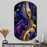 Abstract Marble Geode Purple And Blue - Asymmetric Metal Wall Clock