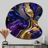 Abstract Marble Geode Purple And Blue - Asymmetric Metal Wall Clock