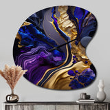 Abstract Marble Geode Purple And Blue - Asymmetric Metal Wall Clock