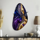 Abstract Marble Geode Purple And Blue - Asymmetric Metal Wall Clock