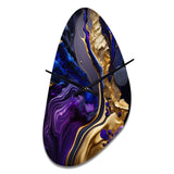 Abstract Marble Geode Purple And Blue - Asymmetric Metal Wall Clock