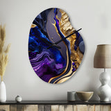 Abstract Marble Geode Purple And Blue - Asymmetric Metal Wall Clock