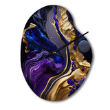 Abstract Marble Geode Purple And Blue - Asymmetric Metal Wall Clock