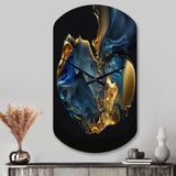 Abstract Marble Geode Blue And Gold - Asymmetric Metal Wall Clock