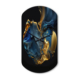 Abstract Marble Geode Blue And Gold - Asymmetric Metal Wall Clock