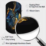 Abstract Marble Geode Blue And Gold - Asymmetric Metal Wall Clock